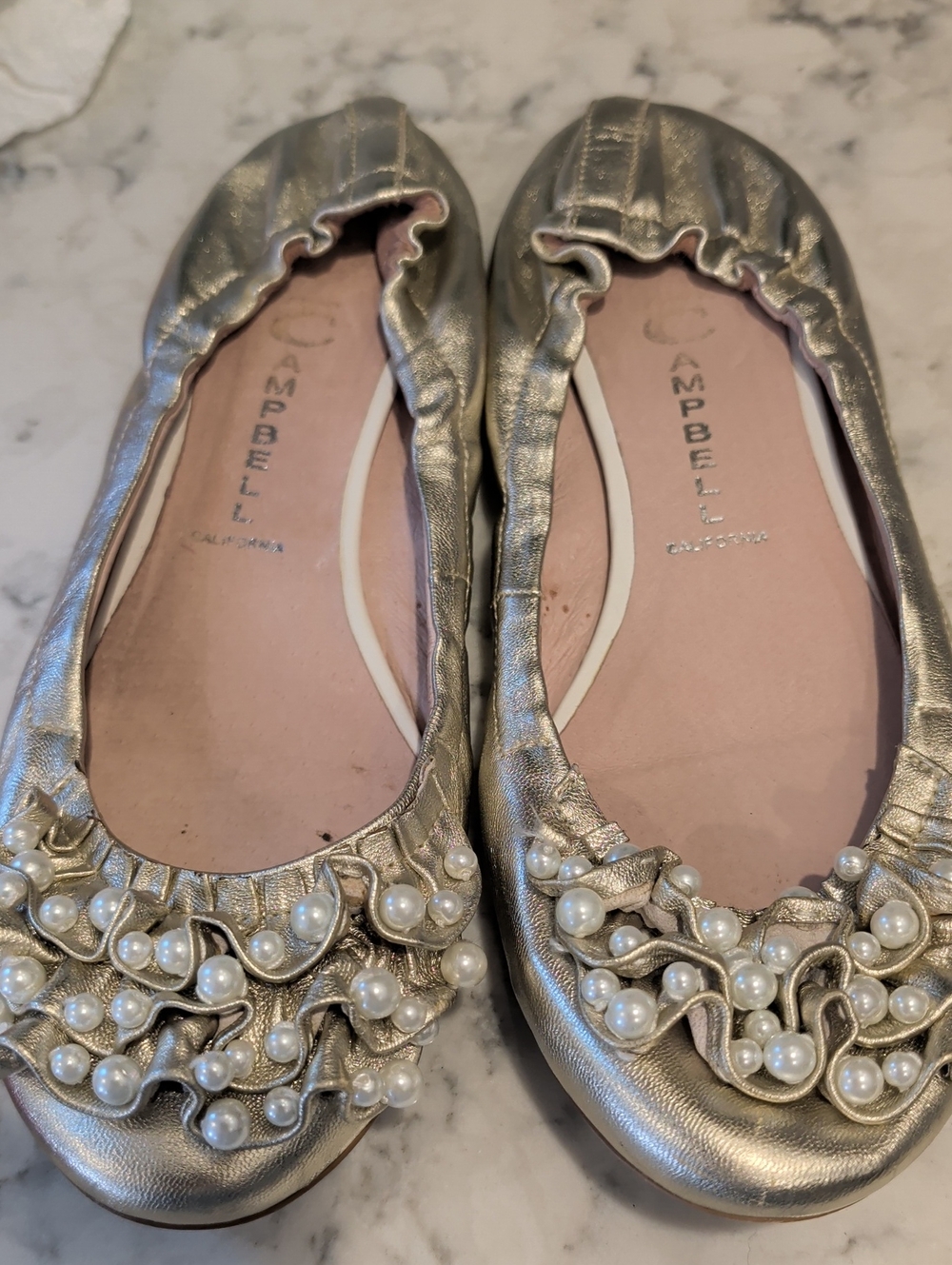 Campbell Metallic Pearl-Embellished Ballet Flats